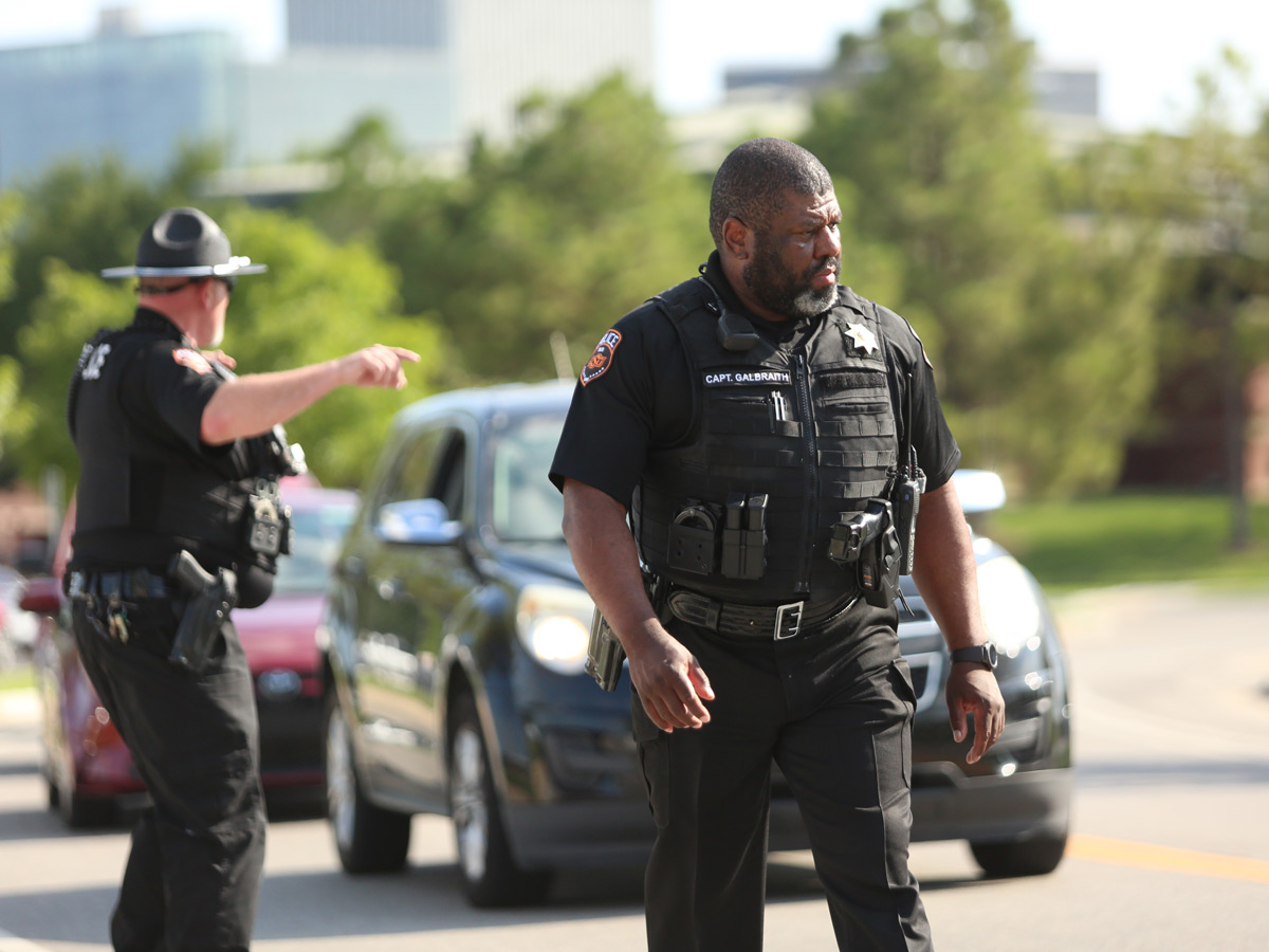 Captain Galbraith and officers directing traffic